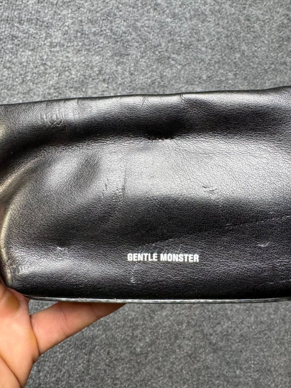 Gentle Monster Black Leather Sunglasses Case Pouch Puffy Soft Pouch AS IS